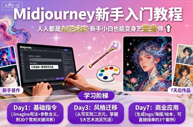 midjourney新手入门教程：人人都是AI艺术家，新手小白也能变身艺术大师-大熊网创