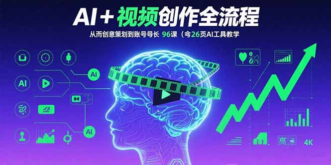 AI+短视频创作全流程：从创意策划到账号增长，96节课(含26项AI工具教学-大熊网创