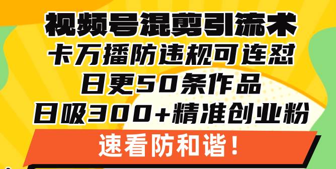 （13400期）视频号混剪引流技术，500万播放引流17000创业粉，操作简单当天学会-大熊网创