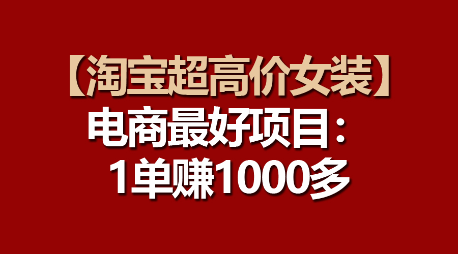 （10514期）【淘宝超高价女装】电商最好项目：一单赚1000多-大熊网创