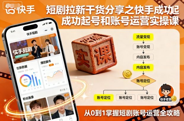 短剧拉新干货分享之快手成功起号和账号运营实操课-大熊网创