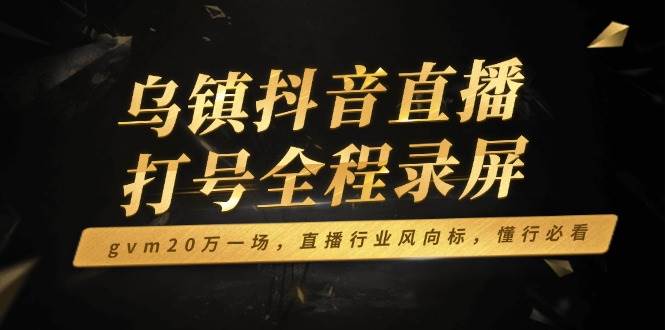 （14014期）乌镇抖音直播打号全程录屏，gvm20万一场，直播行业风向标，懂行必看-大熊网创