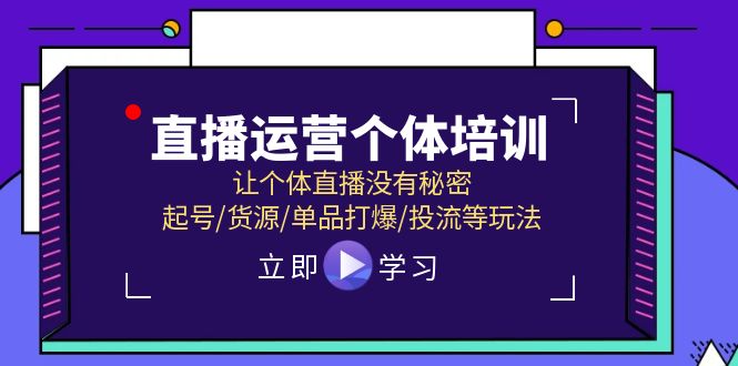 （11636期）直播运营个体培训，让个体直播没有秘密，起号/货源/单品打爆/投流等玩法-大熊网创