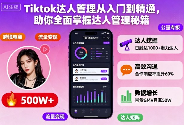 Tiktok达人管理从入门到精通，助你全面掌握达人管理秘籍-大熊网创