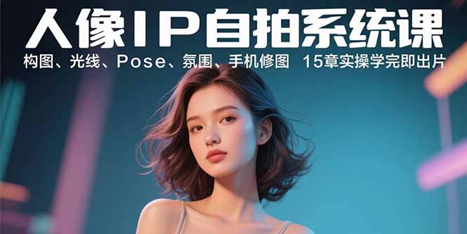人像IP自拍系统课：构图、光线、Pose、氛围、手机修图 15章实操学完即出片-大熊网创