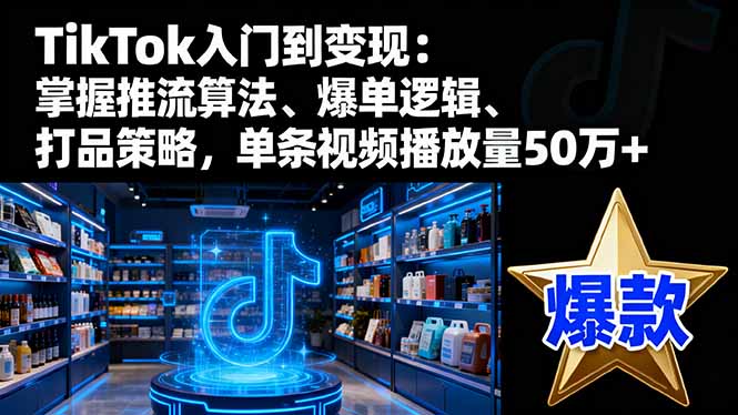TikTok入门到变现：掌握推流算法、爆单逻辑、打品策略，单条视频播放量50w-大熊网创